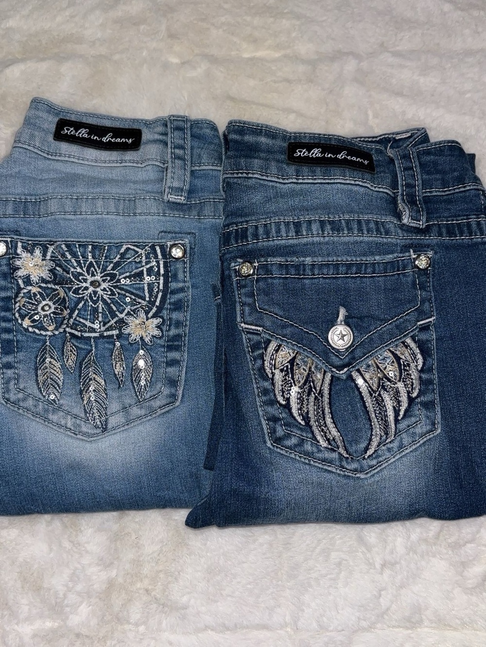 Stella in dreams Western Rhinestone Pocket Denim Jeans(2)